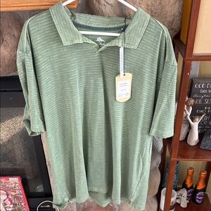Tommy Bahama Olive Striped Polo Shirt nwt 2XL